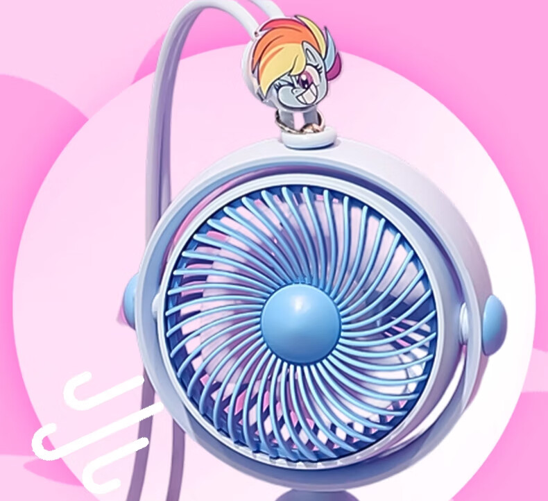Ouliwen Small Fan, Desktop And Bed Handheld, USB Rechargeable, Low Noise, Three-Speed with Base, Portable Mini High-Power Fan for Office And Dormitory, My Little Pony Purple 8