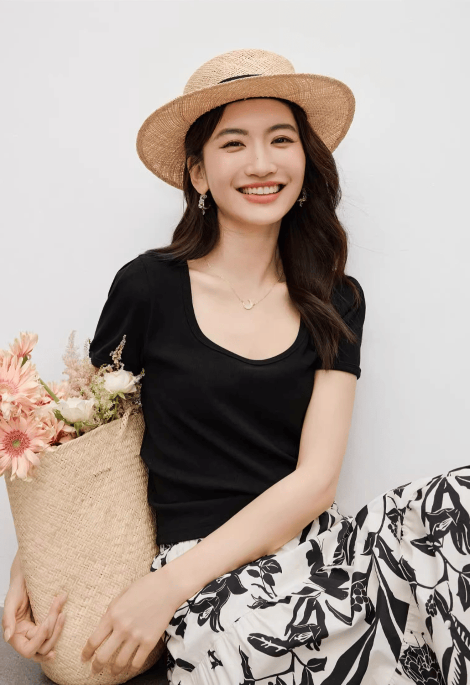 Woodpecker Women's Square Neck Short Sleeve T-Shirt 2025 New Spring Summer Casual Slim Fit Solid Color High-End Top White S 12