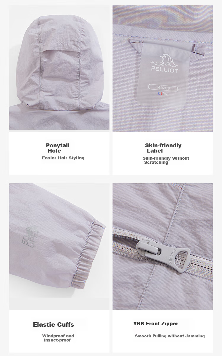 Pelliot [Xiao Sen Lin] Outdoor Children's Sun Protection Clothing, Summer Lightweight, Boys And Girls Sun Protection Jacket, 135212023, Purple, Size 160 31