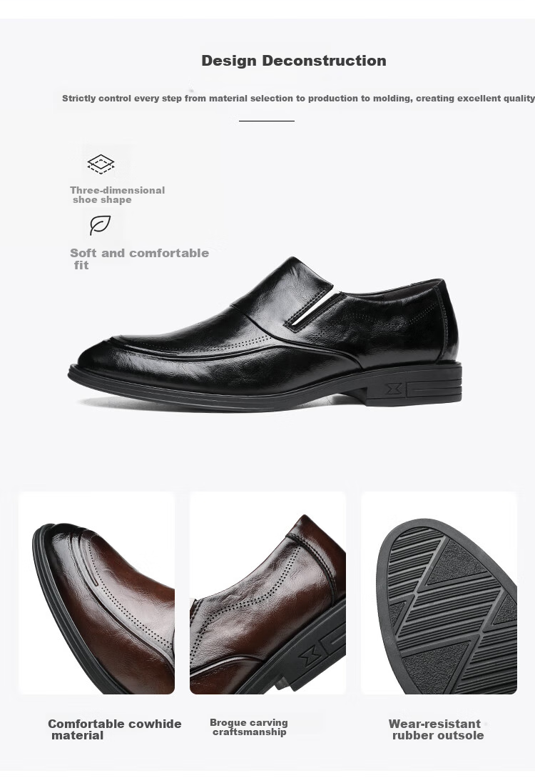 CARTELO British Business Men's Leather Shoes, Breathable Cowhide Men's Casual Leather Shoes, Slip-On Loafers, 9832 Brown, Size 39 5