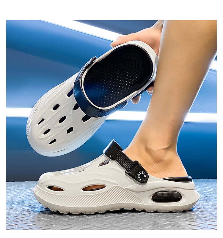 CARTELO Men's Perforated Shoes, Summer Sandals for Outdoor Wear, Thick-Soled Beach Shoes, Breathable Men's Slippers 6