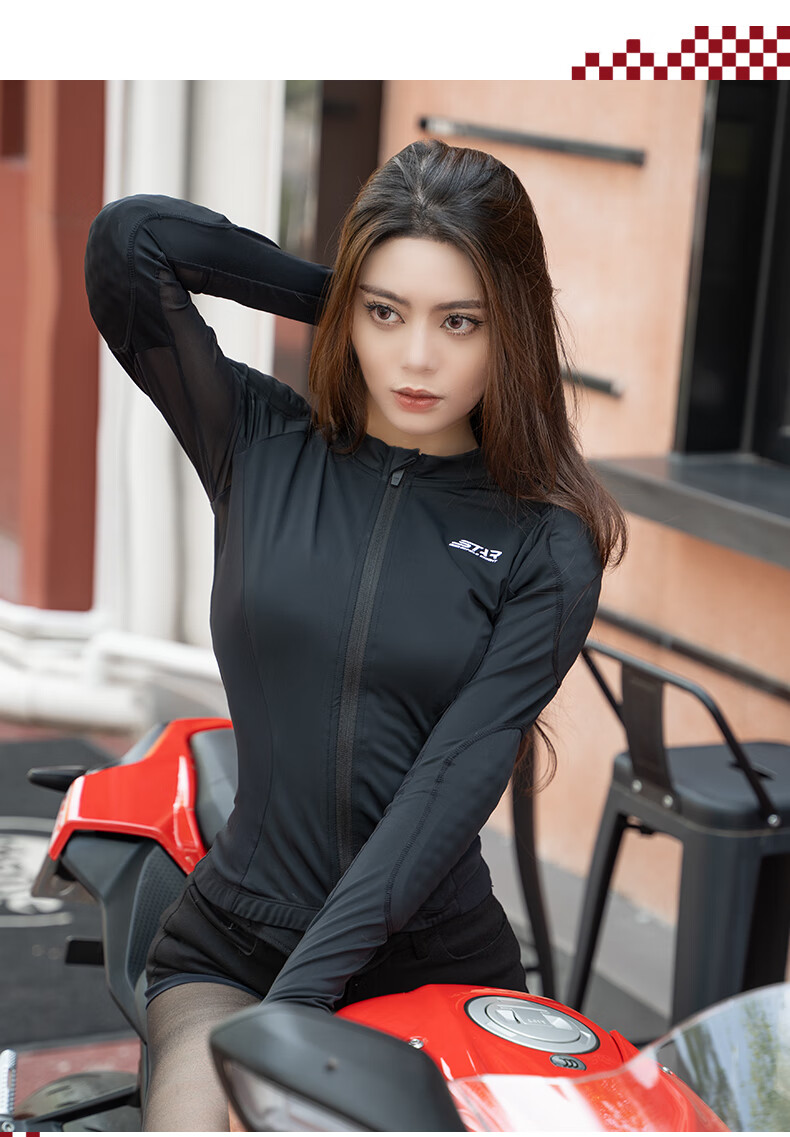 STAR FIELD KNIGHT Motorcycle Riding Jacket for Women, Summer Armor Mesh Breathable CE Protective Gear, Anti-Fall Biker Suit, Black, Size M 10