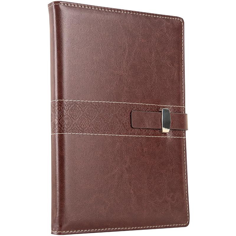 GuangBo 16K/144 Sheets Business Notebook Leather Cover Work Journal with Button Closure Diary Office Supplies Brown GBP16735