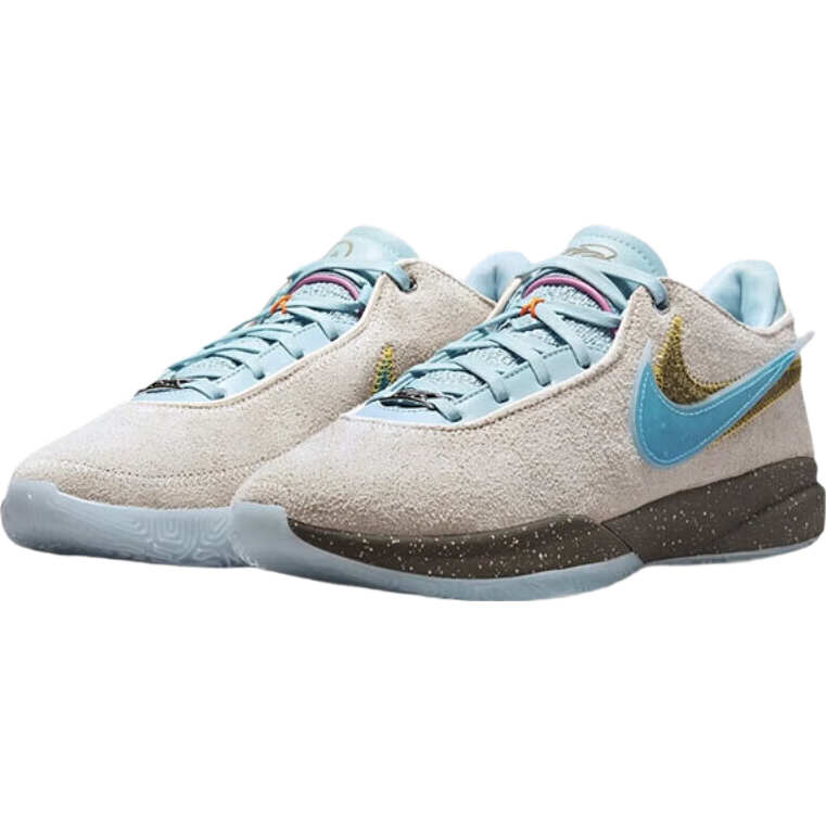 NIKE Men's Shoes, Summer LeBron 20 Autumn Model, Shock-Absorbing And Wear-Resistant Basketball Shoes, DV9089-801 Gray Blue, Size 40.5