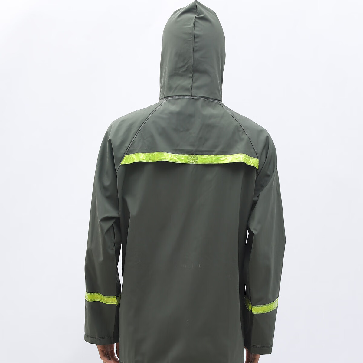 BAIGE High-Visibility Reflective Two-Piece Raincoat and Rain Pants Outdoor Adult Anti-Storm Rider Duty Flood Control Knitted Fabric Hooded Set Two-Piece Set Green 2XL CW714081 7
