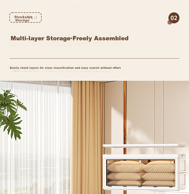 QIAONAMEI Folding Storage Cabinet for Toys, Clothes, Snacks Storage Organizer Shelf Extra Large Four-Tier 2457-4 3