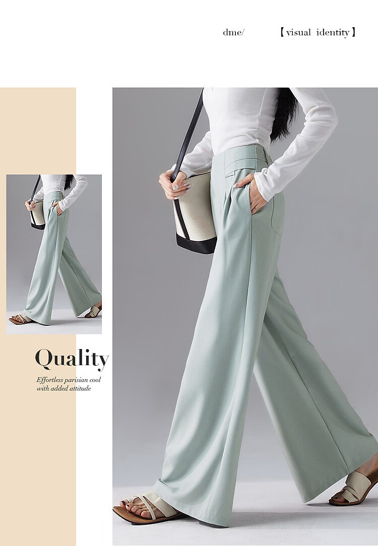 Dme [Containing High-End Linen] Spring Loose-Fitting Commuter Insert Waist Long Pants, Concealing Body, Easy to Match Women's Casual Pants 8
