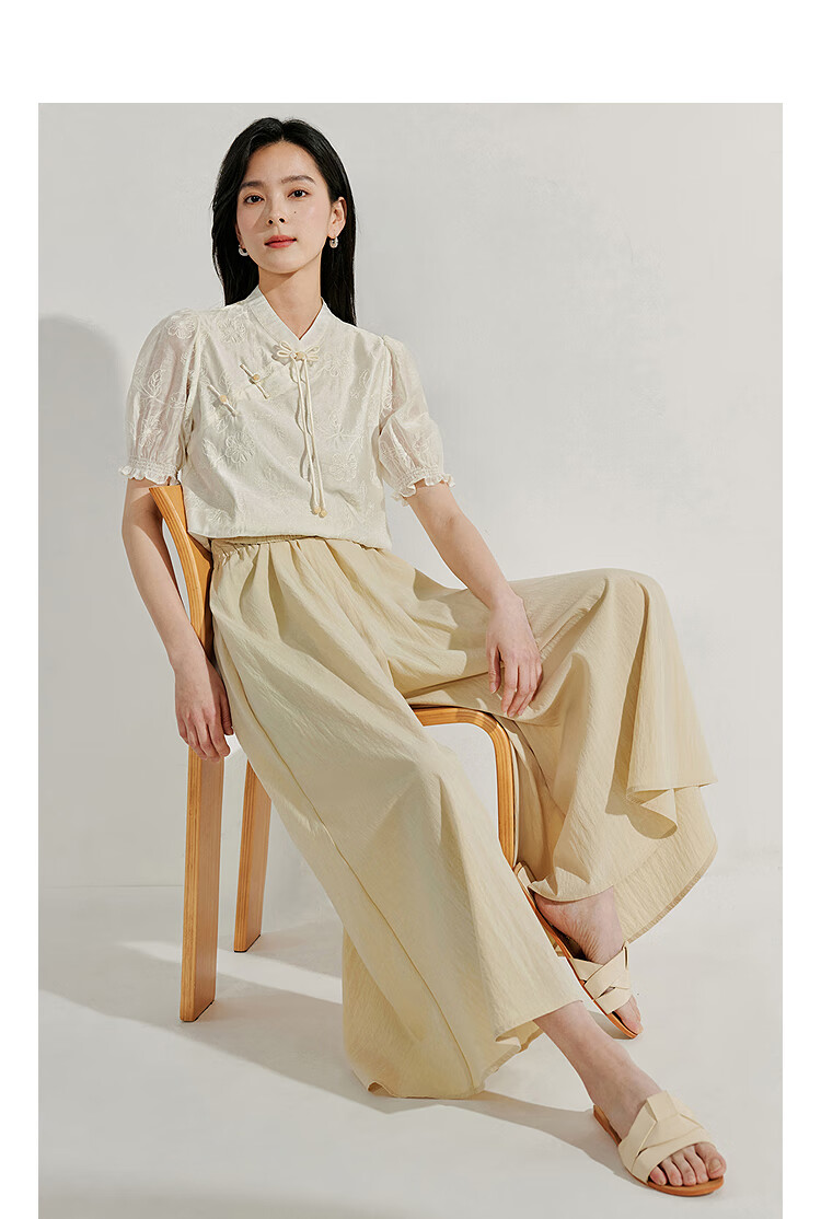 INMAN [Showroom Style] Lyocell Wide-Leg Pants, Summer 2026 Women's Casual Versatile Trousers, Apricot Color, Size M 2