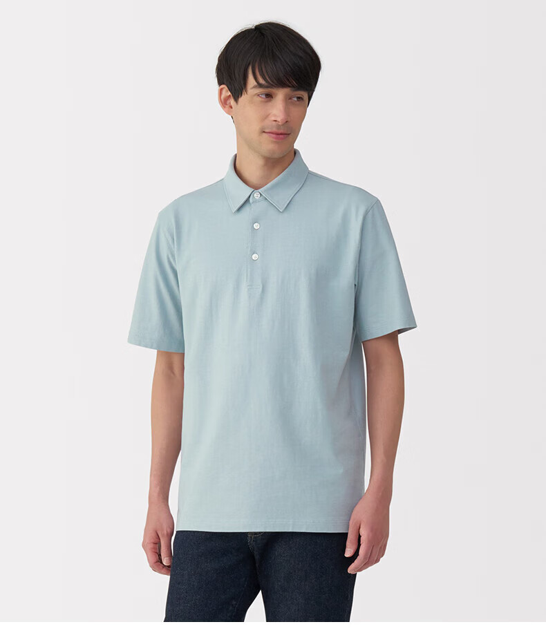 MUJI Men's Cool-Touch Jersey Knit Short-Sleeve Polo Shirt, Men's 2025 Summer New Product, White, XL 1