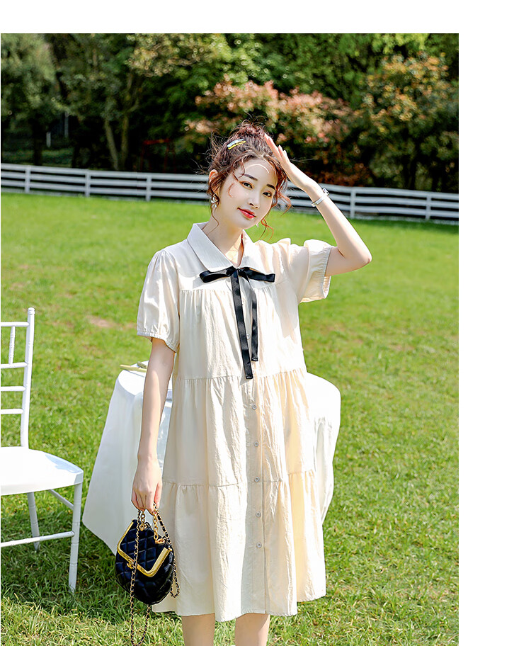 JOYNCLEON Maternity Summer Nursing Dress Short Sleeve Loose Long Dress Apricot M Jly156791 12