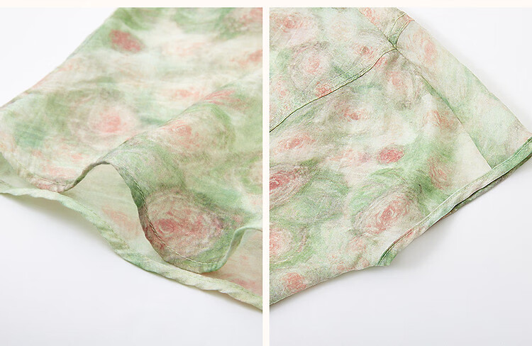 Dme [Bolimamanbo] Summer Flowy Cloud Brocade Thick-Printed Shirt, Stylish Divided Mid-Sleeve Blouse, Women's Top 9