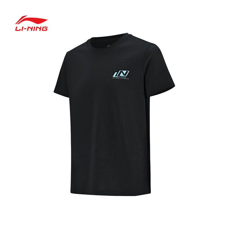 LI-NING Sports Short Sleeve Breathable Loose Casual Quick-Dry Running Fitness Five-Point Shorts Table Tennis Shirt Unisex S