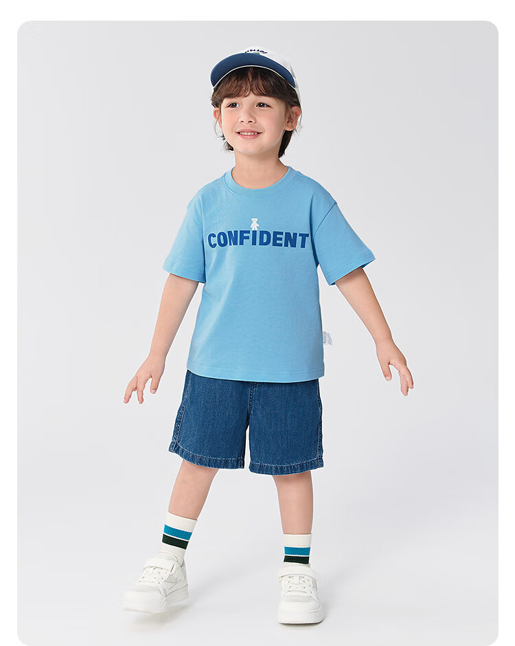 BALABALA Children's Short-Sleeve T-Shirt, Boys And Girls Top, Kids' Clothing Summer Wear [Same As In-Store], 202225117211 18