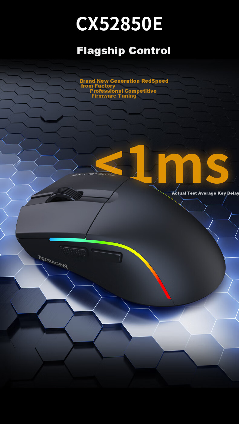 REDRAGON G58 Gaming Mouse, PAW3395 Wireless Gaming Mouse, Ergonomic Mouse, New Year Gift, Black 4