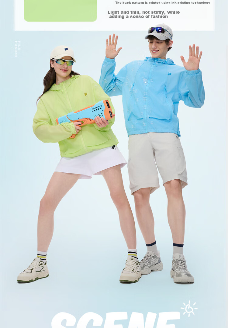 FILAFUSION FILA Trendy Couple's Woven Jacket, Summer Loose Sun Protection Hooded Top 10