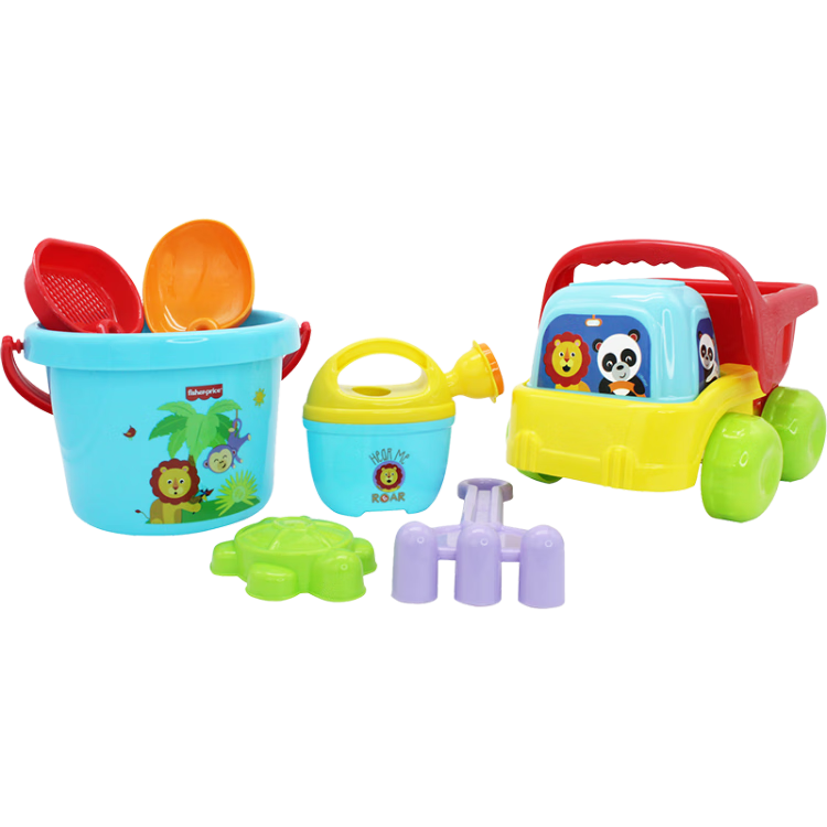 Fisher-Price Beach Toy Set of 7 Pieces, Children's Outdoor Beach Water Play Toys, Sand Digging Shovel Toys, Birthday Gift