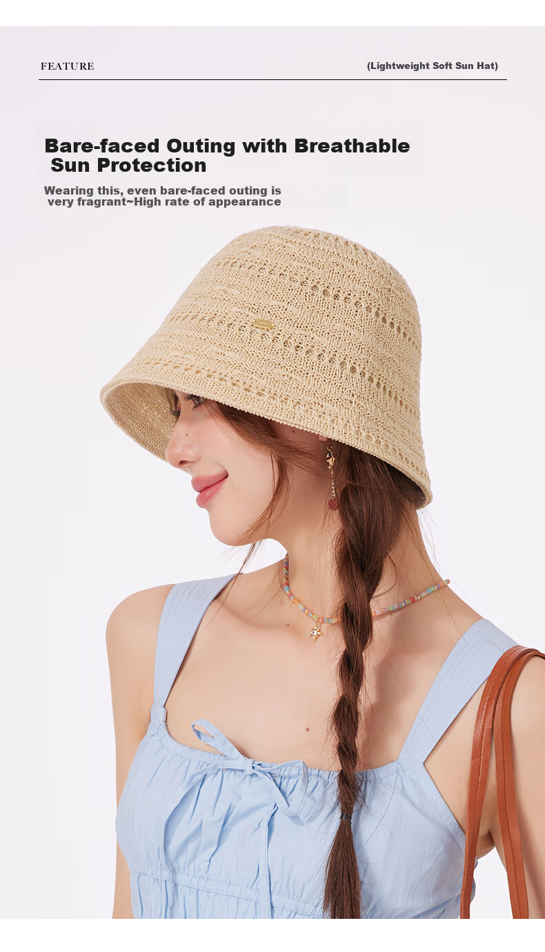 CACUSS Women's Summer Sun Hat, UV Protection, Beach Fishing Hat, Foldable, Khaki 6
