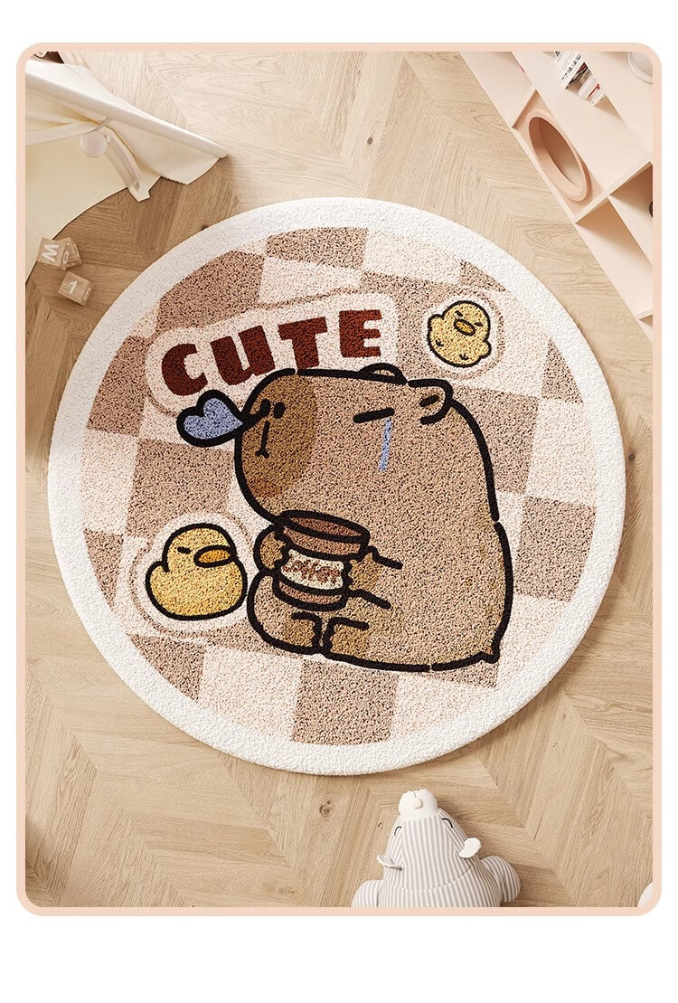 Manshuo Round Carpet for Living Room, Bedroom, Sofa, Children's Room, Bedside, Study Room, Cream Style, Non-Slip Swivel Chair Floor Mat 60cm 6