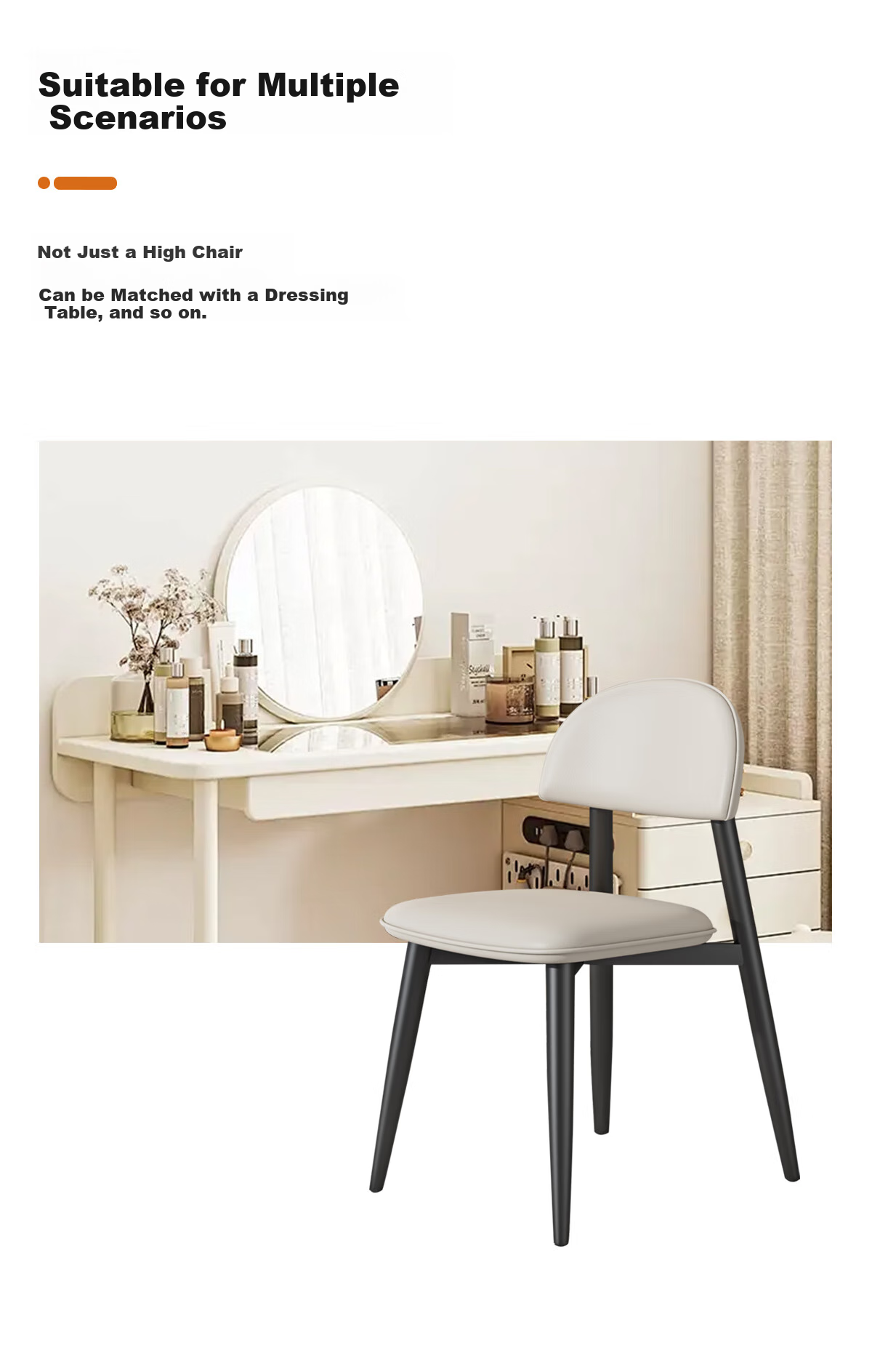 Shidaijiaju Minimalist Nordic Dining Chair, Modern Simple Home Desk Chair with Backrest, High-End Makeup Chair, Gray, Set of 2 5