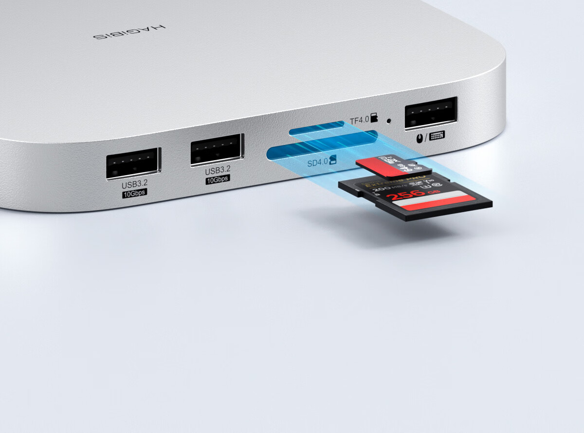 Hagibis Expansion Dock Compatible with Macmini M6/M5Pro/M4 Base, Hard Drive Enclosure, M.2 Expansion SD/TF4.0 Card Reader, USB-C Interface, Desktop Stand 10