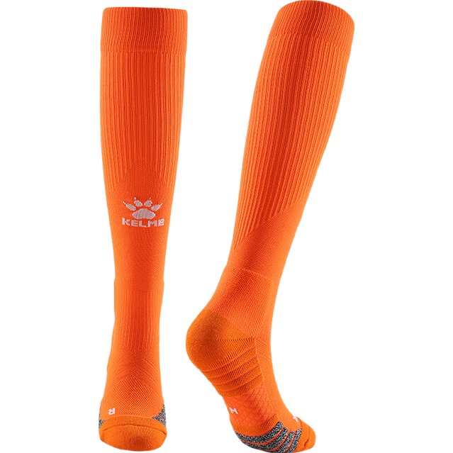 KELME Long Tube Football Socks Non-Slip Yarn Thick Sole High Tube Professional Football Match Training Elite Sports Socks Orange M