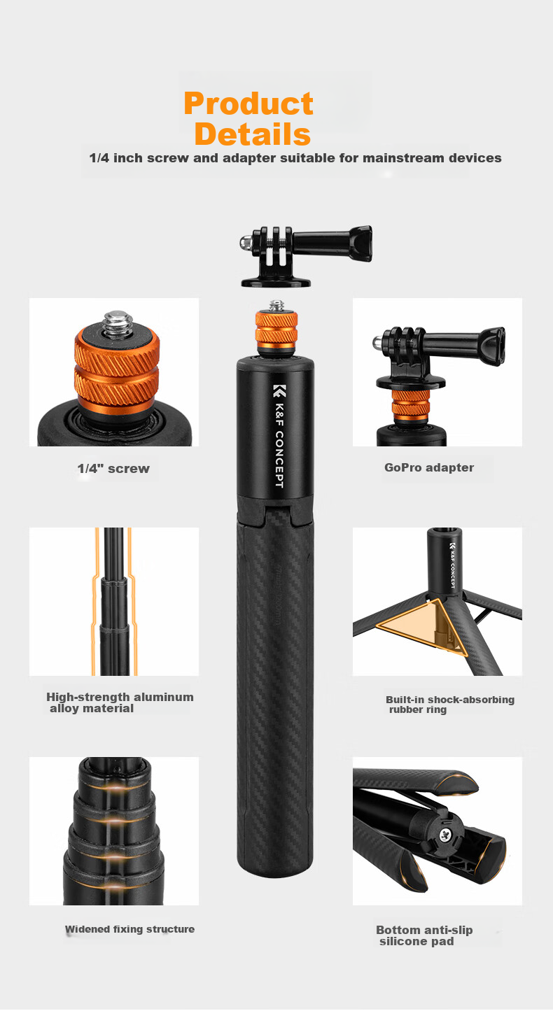 Zhuoer Suitable for DJI Nanopocket 3, Action 6/5pro/4 Selfie Stick, GoPro 13/12 Action Camera Extension Pole, Tripod, Yingshi InstaX5 Bracket 7