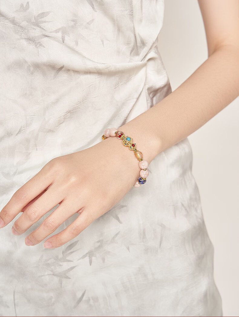 Dayingbowuguan Oriental Dream Ash Glass Powder Porcelain Gourd Walking Ring Bracelet, Birthday Gift for Wome 5