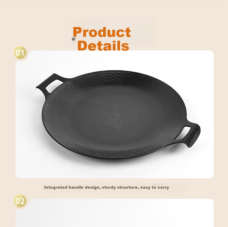 Zhangsanfeng Barbecue Grill Pan, Non-Stick Flat Bottom Frying Pan, Uncoated Steak Griddle, Teppanyaki Plate, Portable Stove, Outdoor Use, 32cm 7