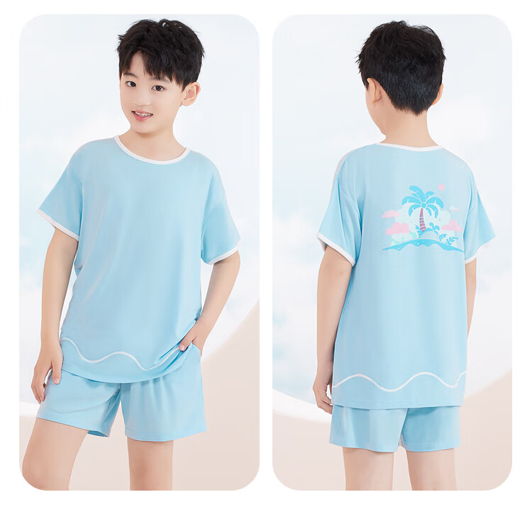 Hodohome Children's Pajamas for Girls, Class A, 40 Modal Lightweight Cool Sleep Dress, Girls' Round Neck Dress 001, 130 15