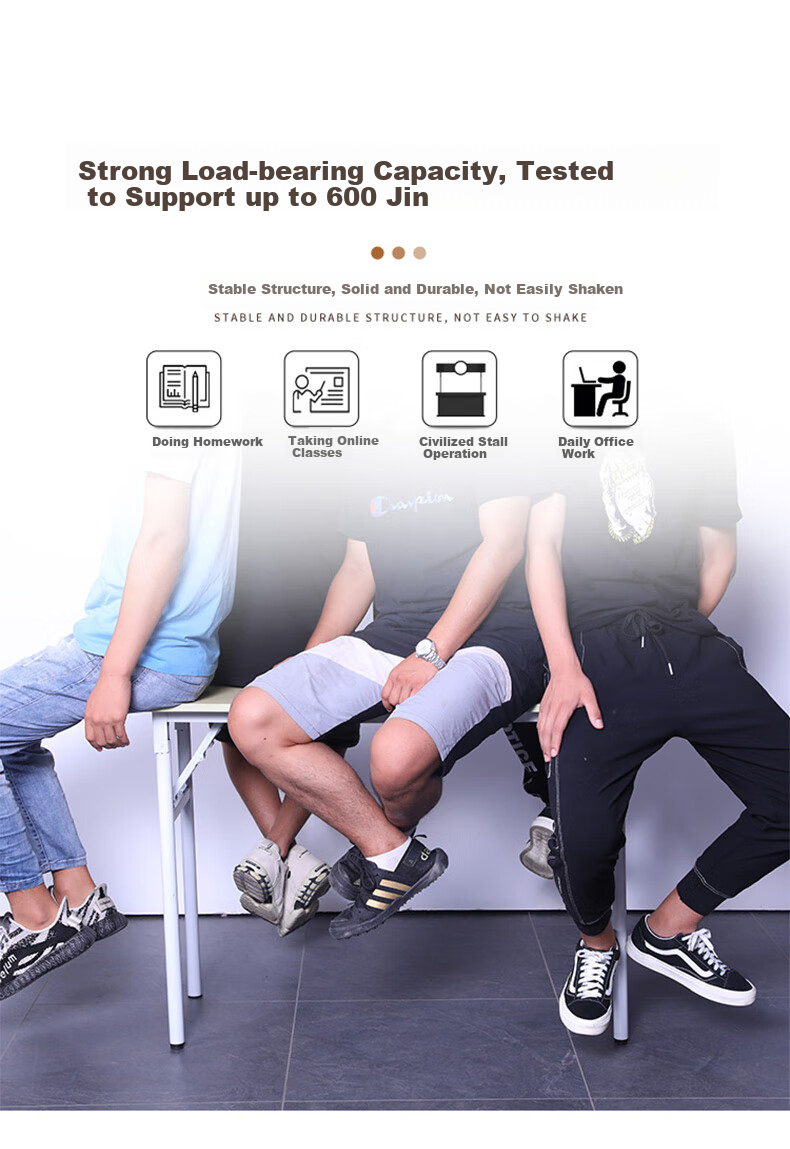 Quanpinwu Foldable Desk, Computer Table, Desktop Student Long Table, Bedroom Simple Writing Desk, Study Desk, Office Desk 8