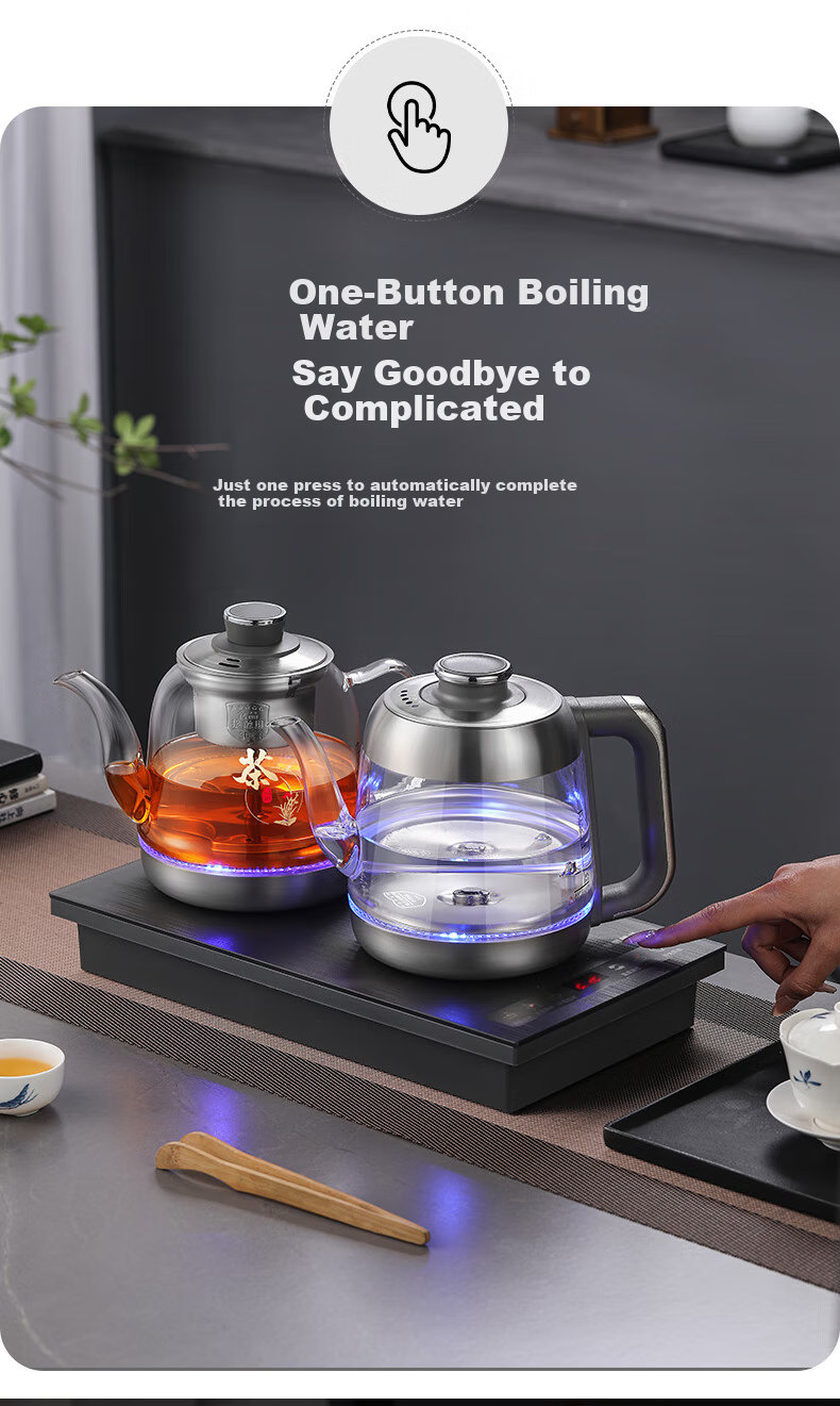 Biooner Fully Automatic Electric Kettle with Water Inlet, Tea Table Kettle for Home And Office Use, Built-In Tea Table All-In Tea Brewing Device, Electric Tea Stove Set RY-17 Steaming Tea Model 8