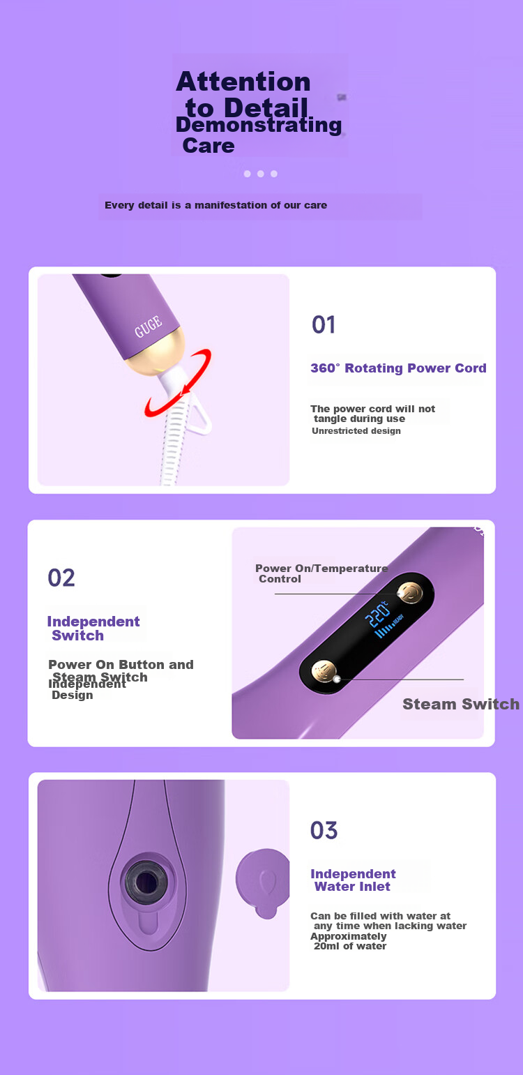 GUGE [Steam Straightening Comb] German Straightening Comb, Gentle on Hair, Dual-Use for Straight And Curly Hair, Bangs And High Crown, Hair Volumizing Tool, Hair Comb, Birthday Gift for Wome 16