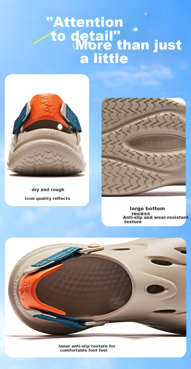 QIAODAN Breathable Cloud Hole Shoes, Men's Casual Beach Shoes, Outdoor Sandals 9