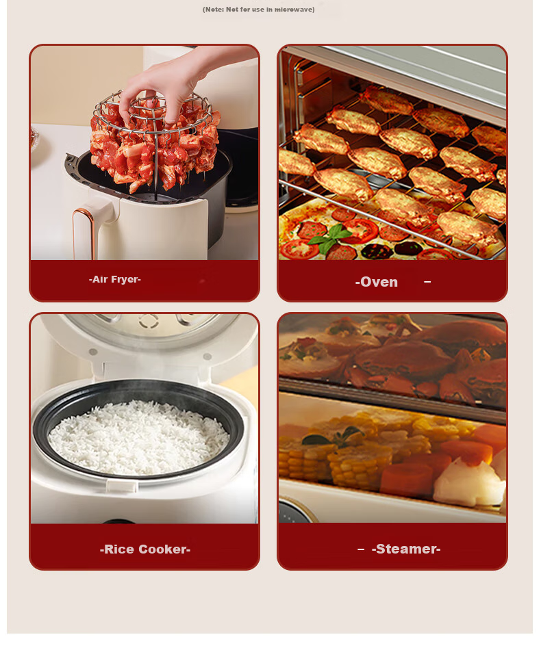 Mohuanchufang Air Fryer Grill Rack [30 Skewers], 304 Stainless Steel Skewers, Barbecue Grill Rack, Oven Hanging Rack, No-Flip Meat And Kebab Grilling 9
