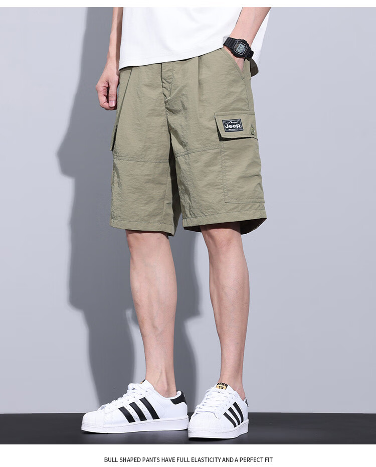 JEEP Ice Silk Workwear Five-Point Casual Shorts for Men, 2026 Summer Thin Loose Straight-Leg Cool Mid-Length Pants for Me 9