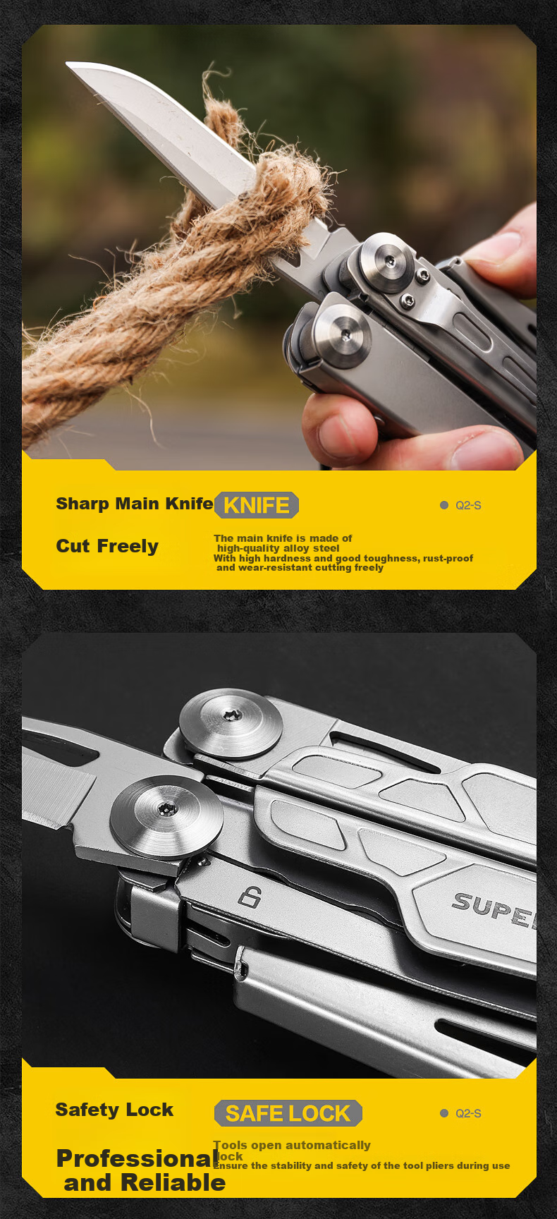 SupFire Q2-S Outdoor Tool Pliers, Multi-Functional Knife, Emergency Rescue Combination Folding Tool, Pliers, Wrench, Small Knife, Tactical Pliers 6