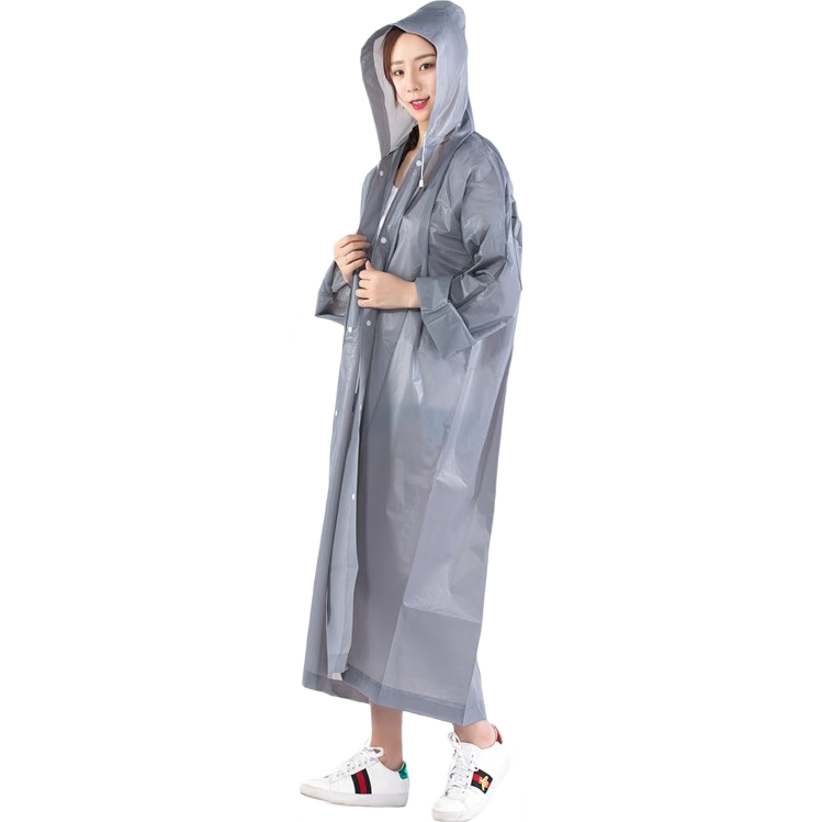 Adandyish Transparent Gray Protective Raincoat, Outdoor Travel Business Trip Adult Rainwear, Long Thick Semi-Transparent