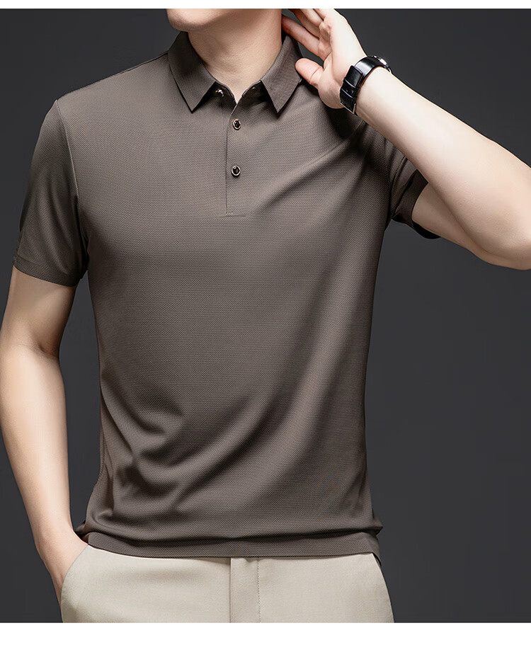 LangSha Polo Shirt for Men, Summer Quick-Dry Ice Silk Cool-Touch T-Shirt, Loose Casual Business Versatile Collared Short Sleeve, Gift for Elders 18