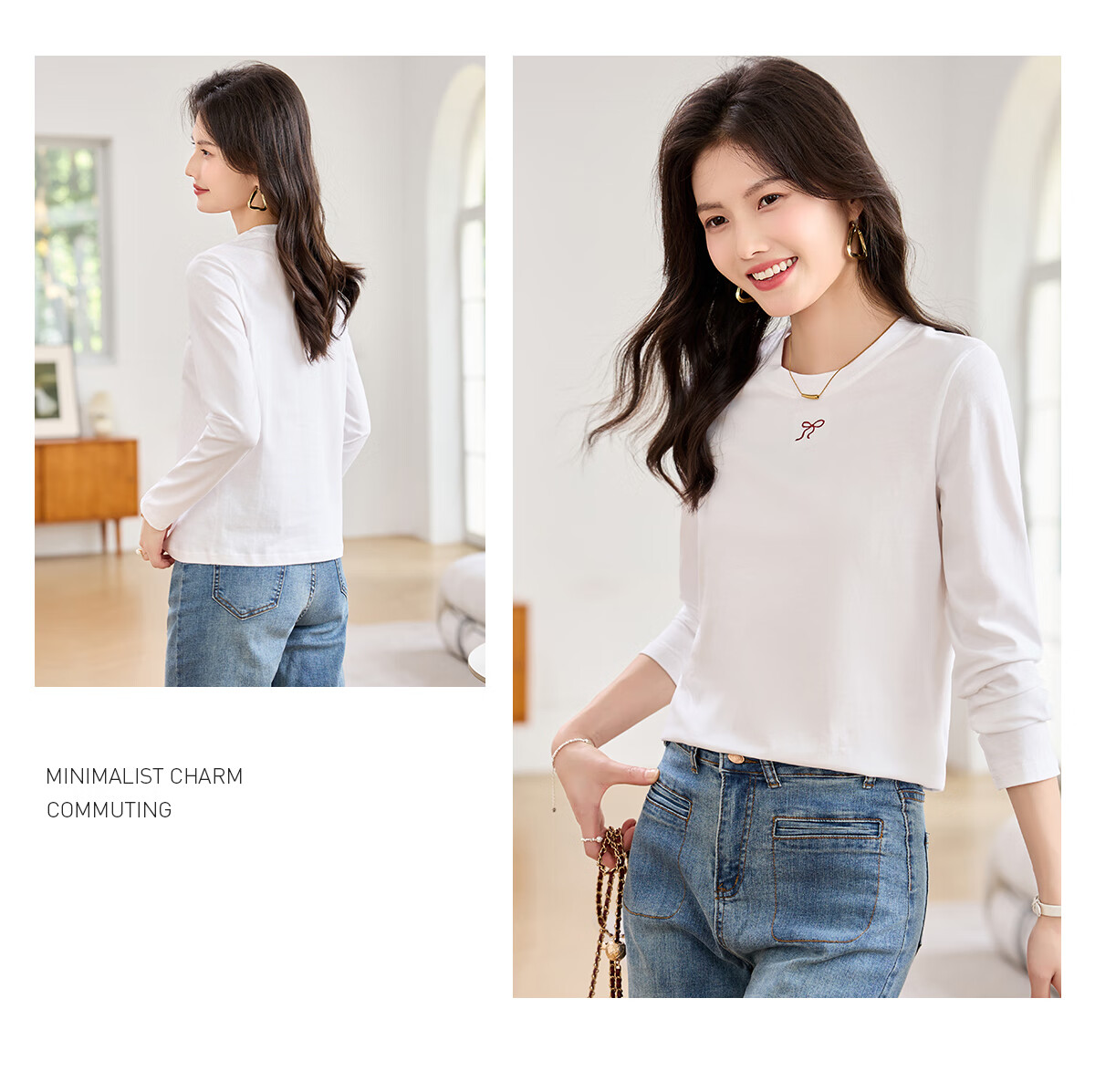 Taxiang Women's Short-Sleeve T-Shirt, Round Neck, Casual Versatile Embroidered Top, Ladies' T-Shirt, Simple Short-Sleeve Undershirt T143T1390 24
