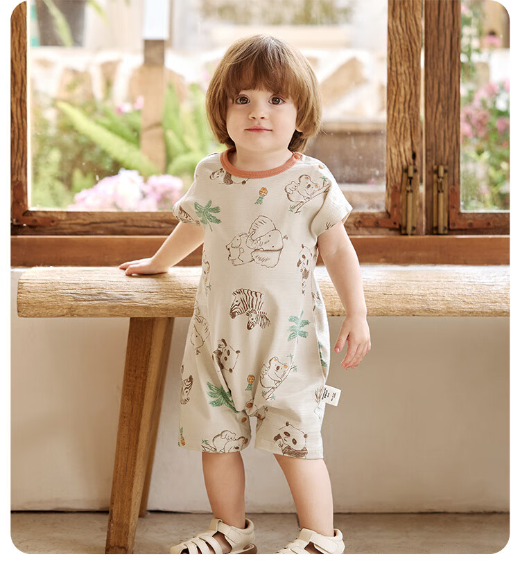 Wismorni Infant Short Sleeve Romper Summer Thin Baby Boys Girls Half Sleeve Jumpsuit Crawling Suit 2