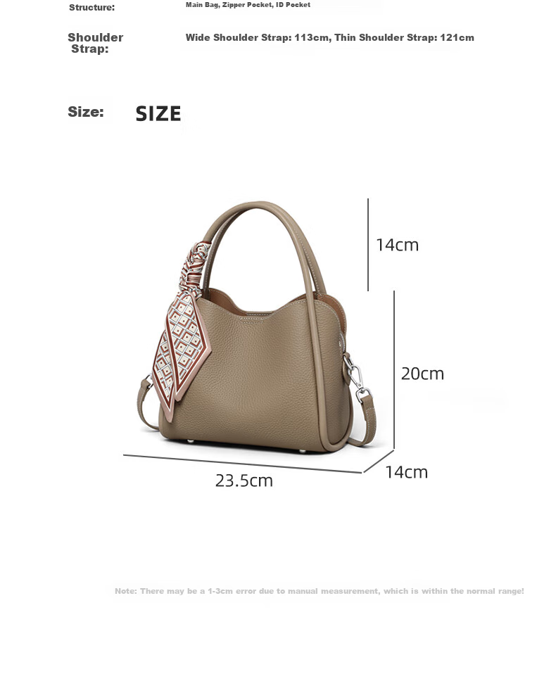 Aiqinghai Top-Grain Leather Handbag for Women, Tote Bag, Shoulder Bag, Crossbody Bag, Light Luxury Birthday Mother's Day Gift, Practical Present for Mom 6