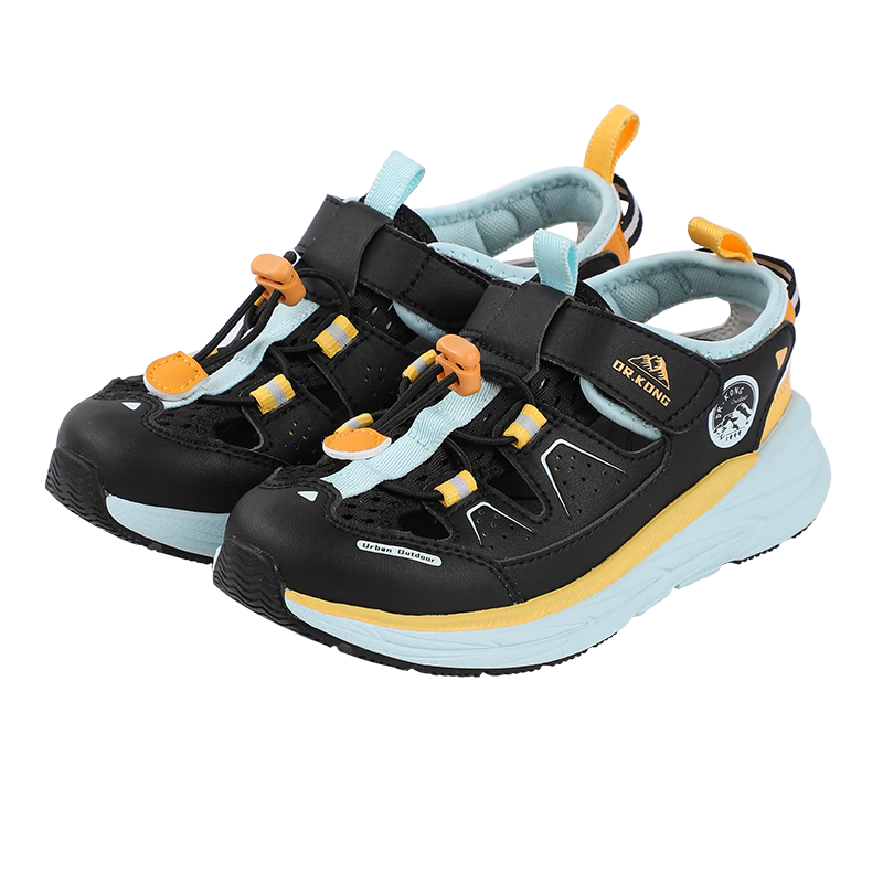 DR·KONG Full-Contact Sandals, Summer Casual Versatile Closed-Toe Sandals for Boys And Girls, 2S10A2023BM, Black, Size 32