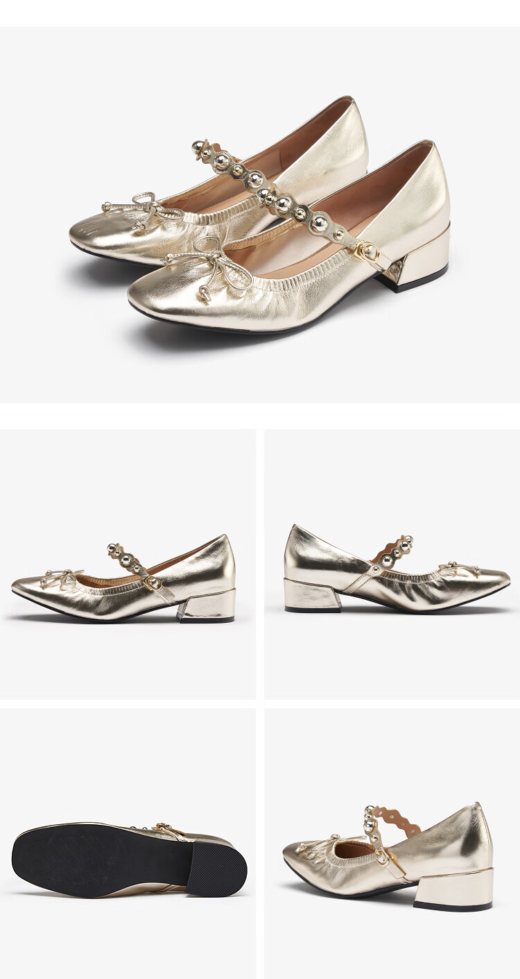 Le Saunda 2025 New [Crystal Princess] Versatile Mary Jane Flats for Women 34802, Champagne Gold GDL, Size 36 9