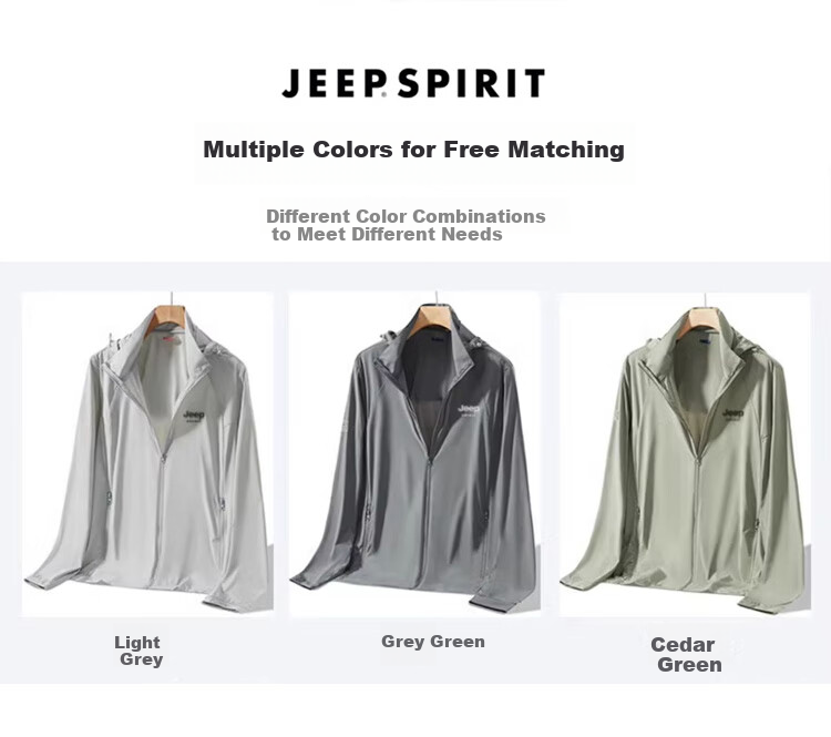 JEEP SPIRIT Ice Silk Sun Protection Jacket for Men, Summer UV-Resistant Outdoor Lightweight Breathable Couple's Sun Protection Coat 10