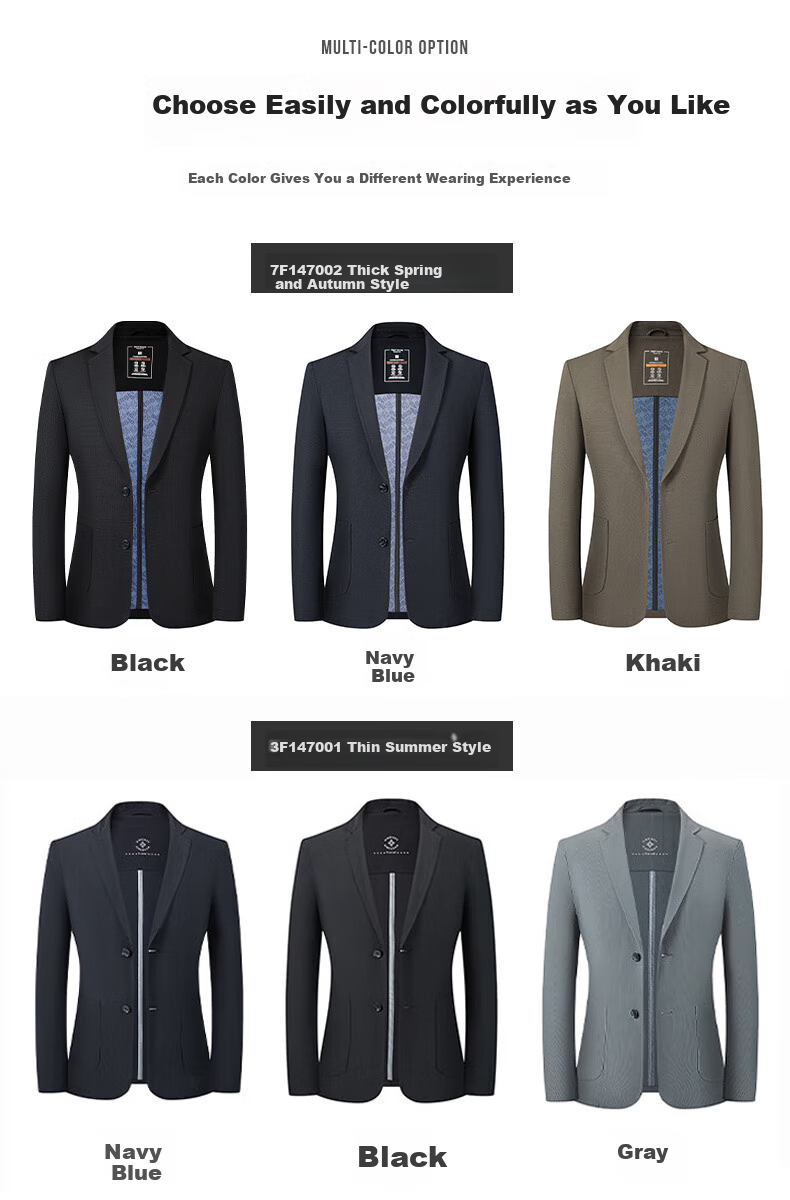 ROMON Men's Sun Protection Suit, Summer 2026 Business Wrinkle-Free High-Quality Single Suit Jacket, Cool-Feeling Outerwear, Navy Blue/Deep Blue, XL 13