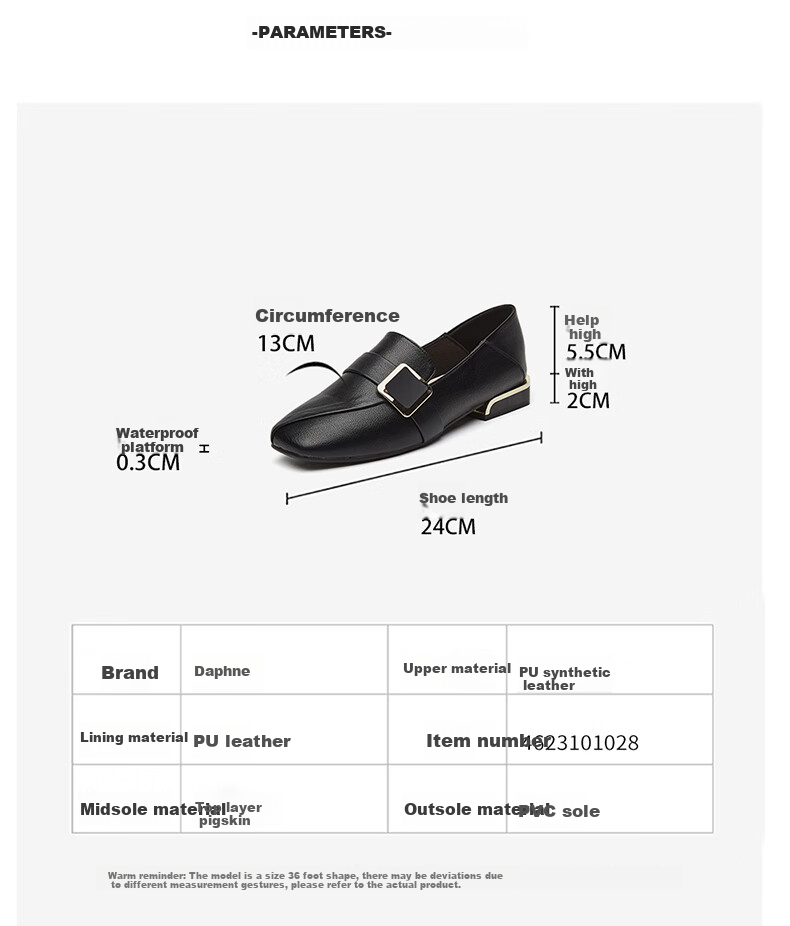 DAPHNE Women's Loafers, Slip-On Soft-Soled Casual Shoes, Leather Buckle Flat Low-Heel Commuter Flats for Women 4623101028 Black 35 5