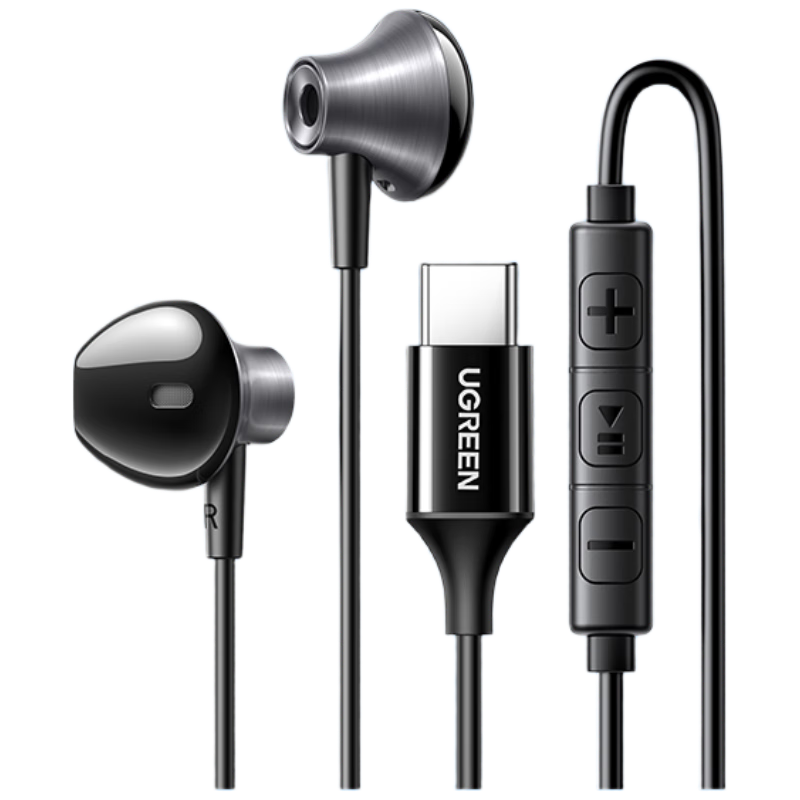 UGREEN Wired Earphones, Semi-In Type-C Headphones for Gaming, PUBG, Karaoke, Music, with In-Line Control, Compatible with IPhone, Huawei, Xiaomi, OPPO, No Battery Anxiety
