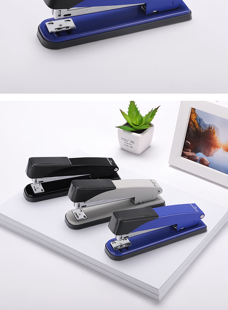SUNWOOD Efficiency King Series, 50-Page Metal Multifunctional Rotatable Stapler/binder, Three Binding Forms, Grayish Color, P85 5