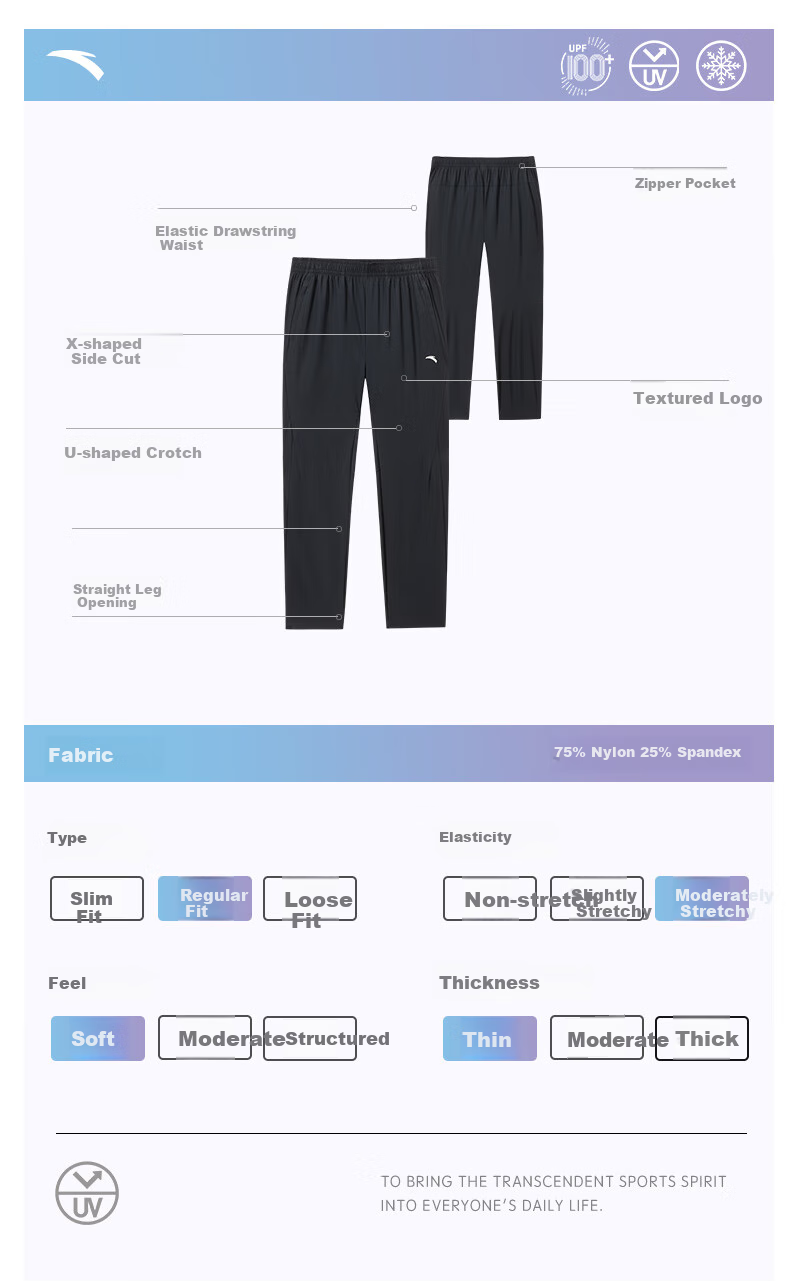 Anta Ice Silk Sun Protection Sports Pants | Juejue Purple 5th Generation Men's Summer Straight Quick-Dry Breathable Trousers 18