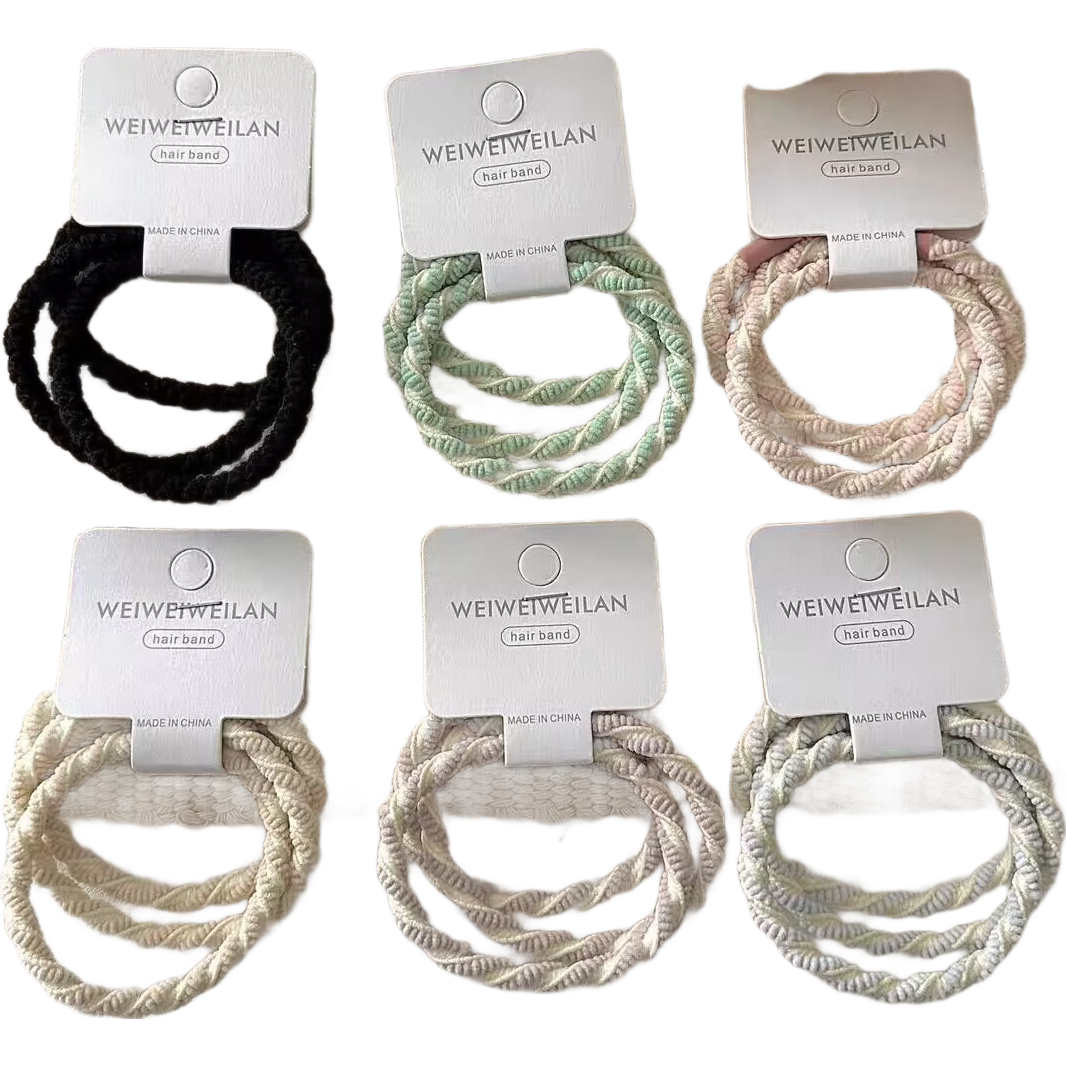 Huangjiama 12 Mixed High-Quality Korean-Style Twisted Elastic Hair Ties, Simple Elegant Versatile Ponytail Holders, Hair Bands